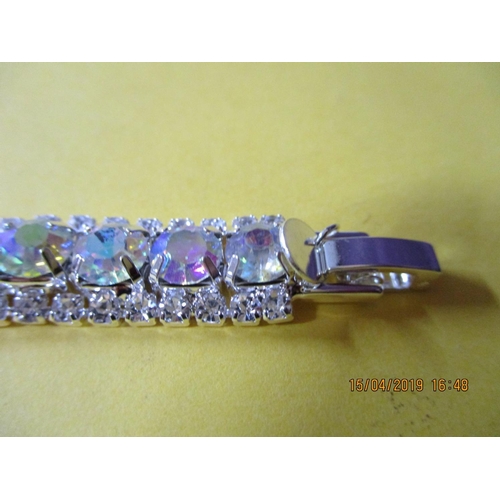 153 - Silver Bracelet with Crystals with Pair of Matching Earrings