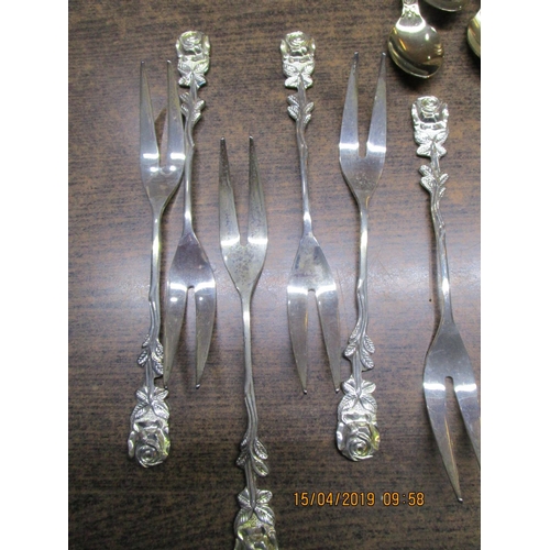 164 - Set of 6 x Silver 800. Forks & Qty of Others Cake Forks & Tea Spoons (24x)