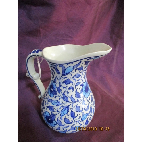 401 - Multan Blue and White China Vase and Jug