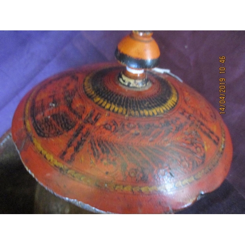 362 - Hand Carved and Decorated Wooden Punjabi Container with Lid