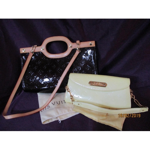 424 - Louis Vuitton Monogram Vernis Ladies Handbags, One Dark Brown and Small Yellow