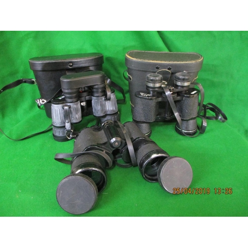 417 - 3 x Pair of Binoculars - 2 x Cased