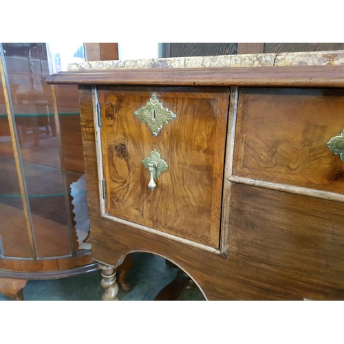 444 - Antique Walnut Marble Topped Sideboard by Hindley & Wilkinson Ltd of London , Circa 1910, Center Dra... 