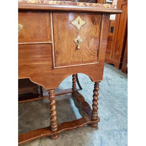 444 - Antique Walnut Marble Topped Sideboard by Hindley & Wilkinson Ltd of London , Circa 1910, Center Dra... 