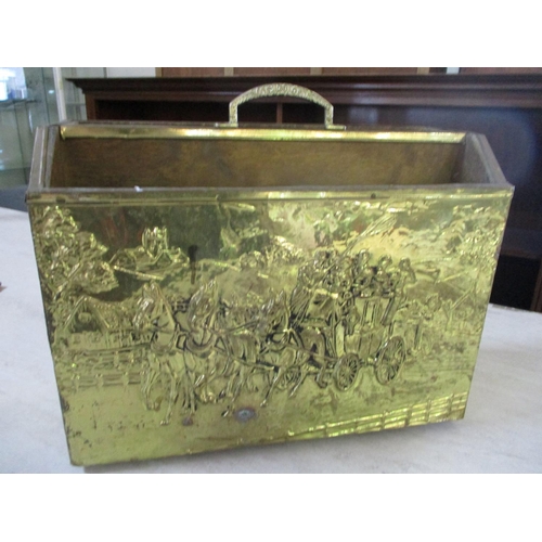 433 - Vintage Brass Wooden Magazine Rack