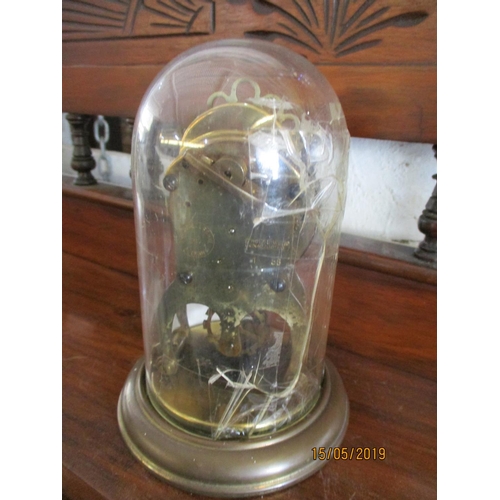 447 - Schatz 8 Day Skeleton Dome Clock, Manual Wind with Floral Decorated Face