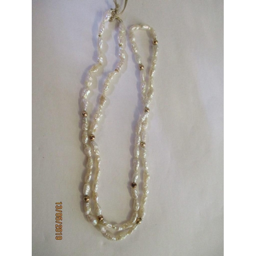 148 - Solid 14ct Gold H/M Pearl Necklace 7.1grms
