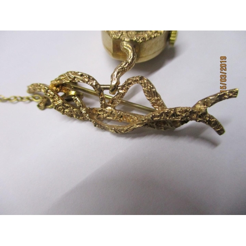 184 - 9ct Gold Ladies Watch AVIA, 17-Jewells Brooch in Block, 9.7gr