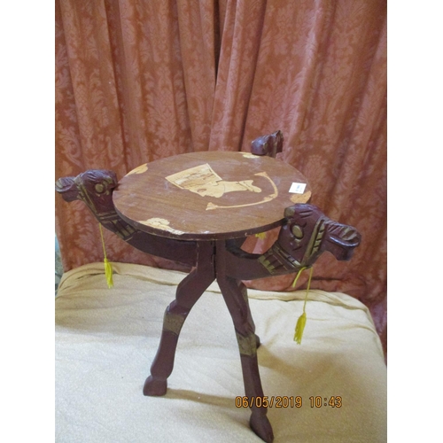 398 - Oriental Folding Wooden Hand Made with Egyptian Pattern