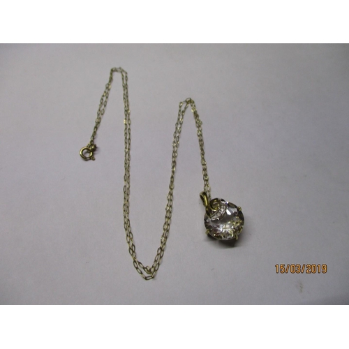 171 - 9ct Yellow Gold Chain with Large Crystal & Gold Pendant