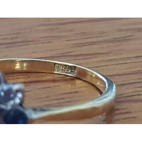 190 - 18ct Gold Sapphire & Diamond Ring, Total Weight :2.7g, Size N