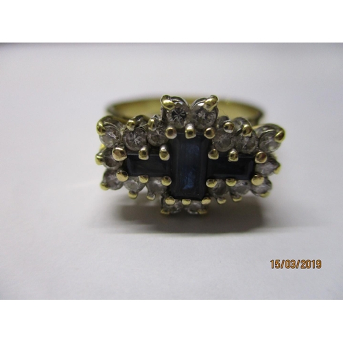154 - 18ct Yellow Gold Ring with Sapphire & Diamonds, 7.85gr