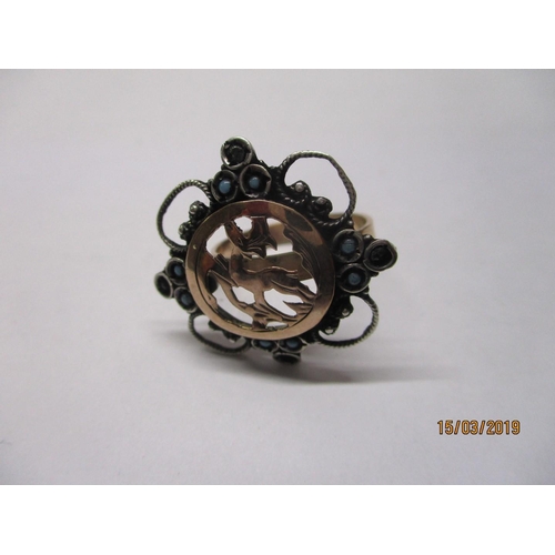 188 - Hand Craft Rose Gold / Silver / Turquoise Ring, 4.0gr