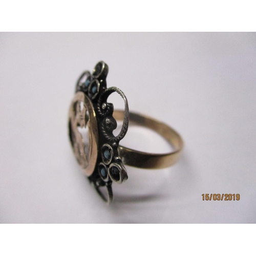 188 - Hand Craft Rose Gold / Silver / Turquoise Ring, 4.0gr
