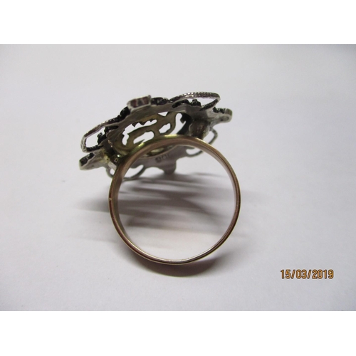 188 - Hand Craft Rose Gold / Silver / Turquoise Ring, 4.0gr