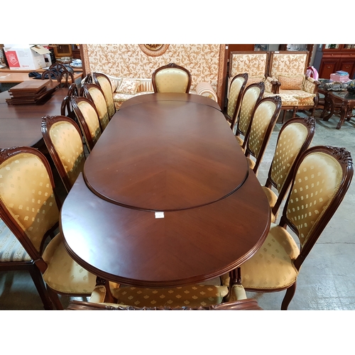 530 - Classic Style Dinning Table with 12 x Chairs with Gold Pattern Seats