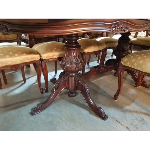 530 - Classic Style Dinning Table with 12 x Chairs with Gold Pattern Seats
