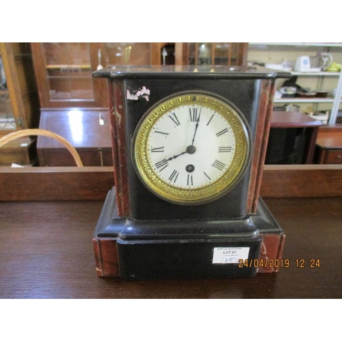 428 - Key Wound, Brown and Black, Slate Mantelpiece Clock