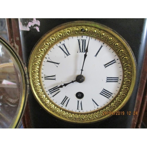428 - Key Wound, Brown and Black, Slate Mantelpiece Clock