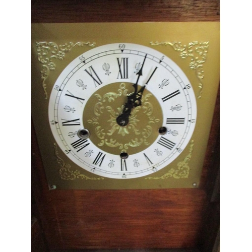 424 - Vintage Wooden Mantelpiece Clock, Westminster Chime, Gold and White Face (Untested)