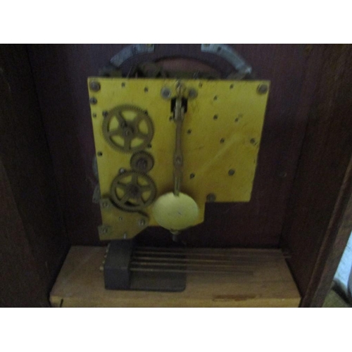 424 - Vintage Wooden Mantelpiece Clock, Westminster Chime, Gold and White Face (Untested)