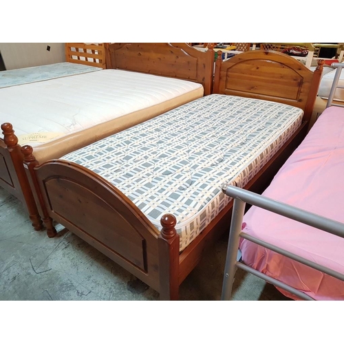 628 - Pine Single Bed with Mattress & Bedside Unit