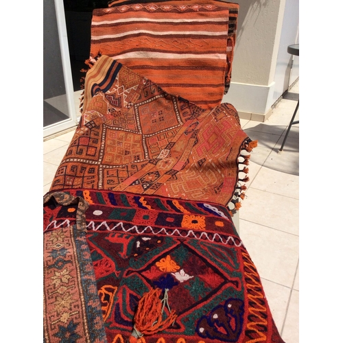 627 - Old Persian Kilim Runner Carpet (3.7m) plus Old Turkish Sarkoy Kilim (1.5m) (Both Hand Made)