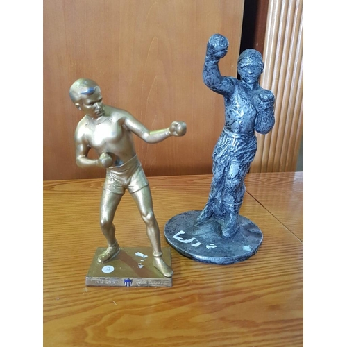 445 - Brass Figurine Depicting Middleweight Boxer Jack Elliott and Plaster Figuring Possibly Depicting Box... 