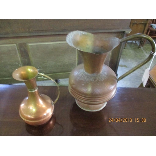 432 - Large Antique Copper Jug Plus Smaller Copper and Brass Jug
