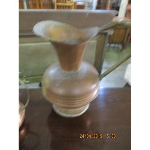 432 - Large Antique Copper Jug Plus Smaller Copper and Brass Jug