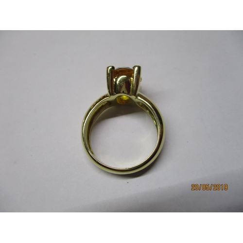 169 - Vintage style 18ct Yellow Gold Ring with Large Citrin and 4 x Little Diamonds