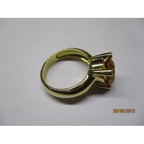 169 - Vintage style 18ct Yellow Gold Ring with Large Citrin and 4 x Little Diamonds