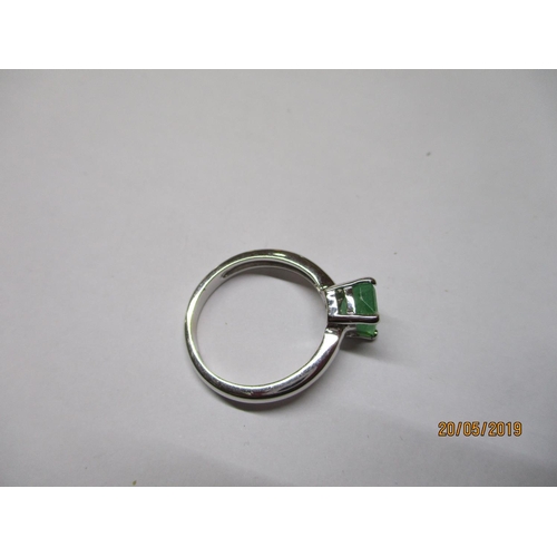 160 - 18ct White Gold Ring with Emerald Stone