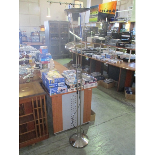 639 - Modern Chrome Metal Uplighter with Reading Light