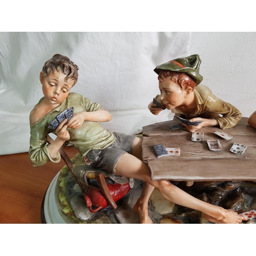 97 - Large Capodimonte Sculpture Titled 'The Cheats', by Artist Bruno Merli, Overall 54cm Length with Mer... 