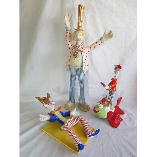 98 - Set of 3 Individual Ceramic Circus / Clown Figures by Greek Sculpture Artist Ilias Boudaniotis (Gree... 