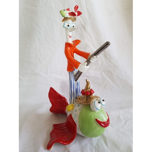 98 - Set of 3 Individual Ceramic Circus / Clown Figures by Greek Sculpture Artist Ilias Boudaniotis (Gree... 