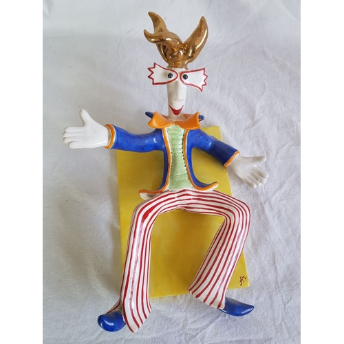 98 - Set of 3 Individual Ceramic Circus / Clown Figures by Greek Sculpture Artist Ilias Boudaniotis (Gree... 