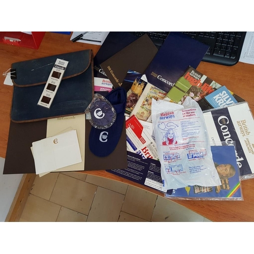 83 - Collection of British Airways Concorde Memorabilia Inc.: Notepads, Magazines, Photo Slides, Ticket W... 