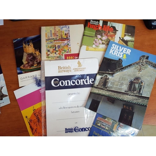 83 - Collection of British Airways Concorde Memorabilia Inc.: Notepads, Magazines, Photo Slides, Ticket W... 