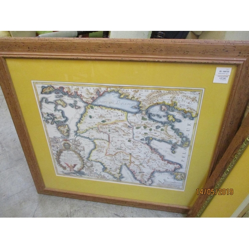 180 - Pair of Mounted & Framed Maps / Prints of Cyprus & Greece (Peloponnese)