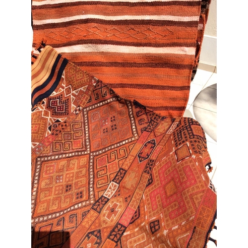174 - Old Persian Kilim Runner Carpet (3.7m) plus Old Turkish Sarkoy Kilim (1.5m) (Both Hand Made)