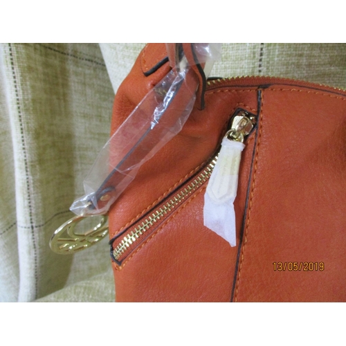 96 - Benetton Set: Terracota Colour Ladies Handbag & Yellow Wallet