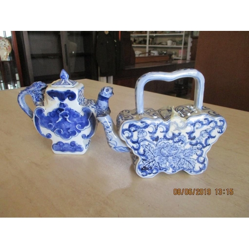 102 - Set of Small White / Blue Tea Pots (Chinese)