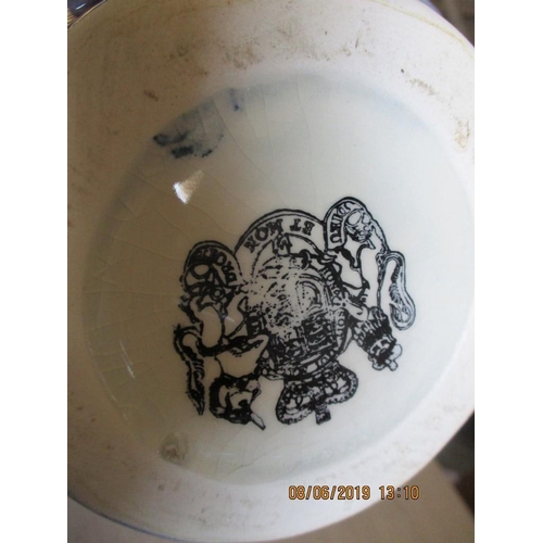 103 - Vintage Ceramic Blue / White Vase with Cherub Pattern