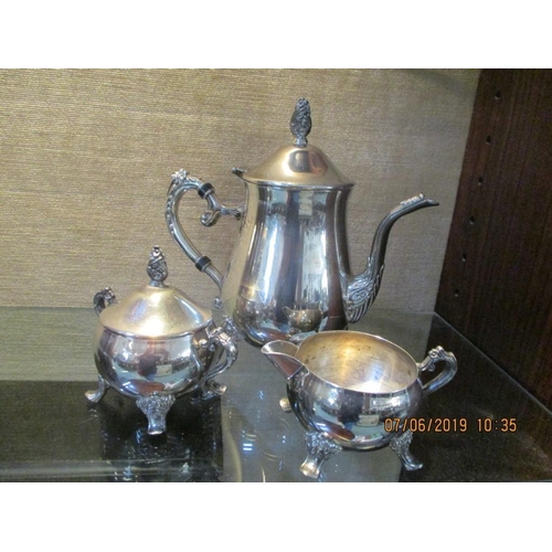 106 - Silver Plated Tea Pot with Matching Cream Jar and Sugar Jar
