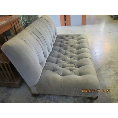 124 - Victorian Low 2-Seater Sofa in Blue Velour