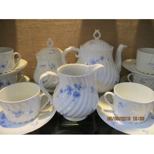 93 - Limoges Blue & White Porcelain Tea Set, (8x)