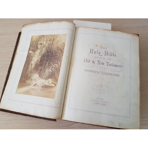 2 - Antique Leather Bound Holy Bible, Old & New Testament with Photographic Illustrations