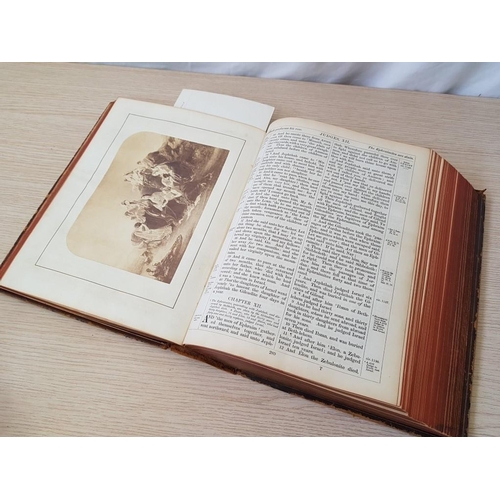 2 - Antique Leather Bound Holy Bible, Old & New Testament with Photographic Illustrations